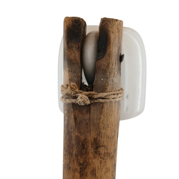 Vintage Korean Folk Art Wooden Bell Sculpture Rustic Home Decor - Picture 6 of 12